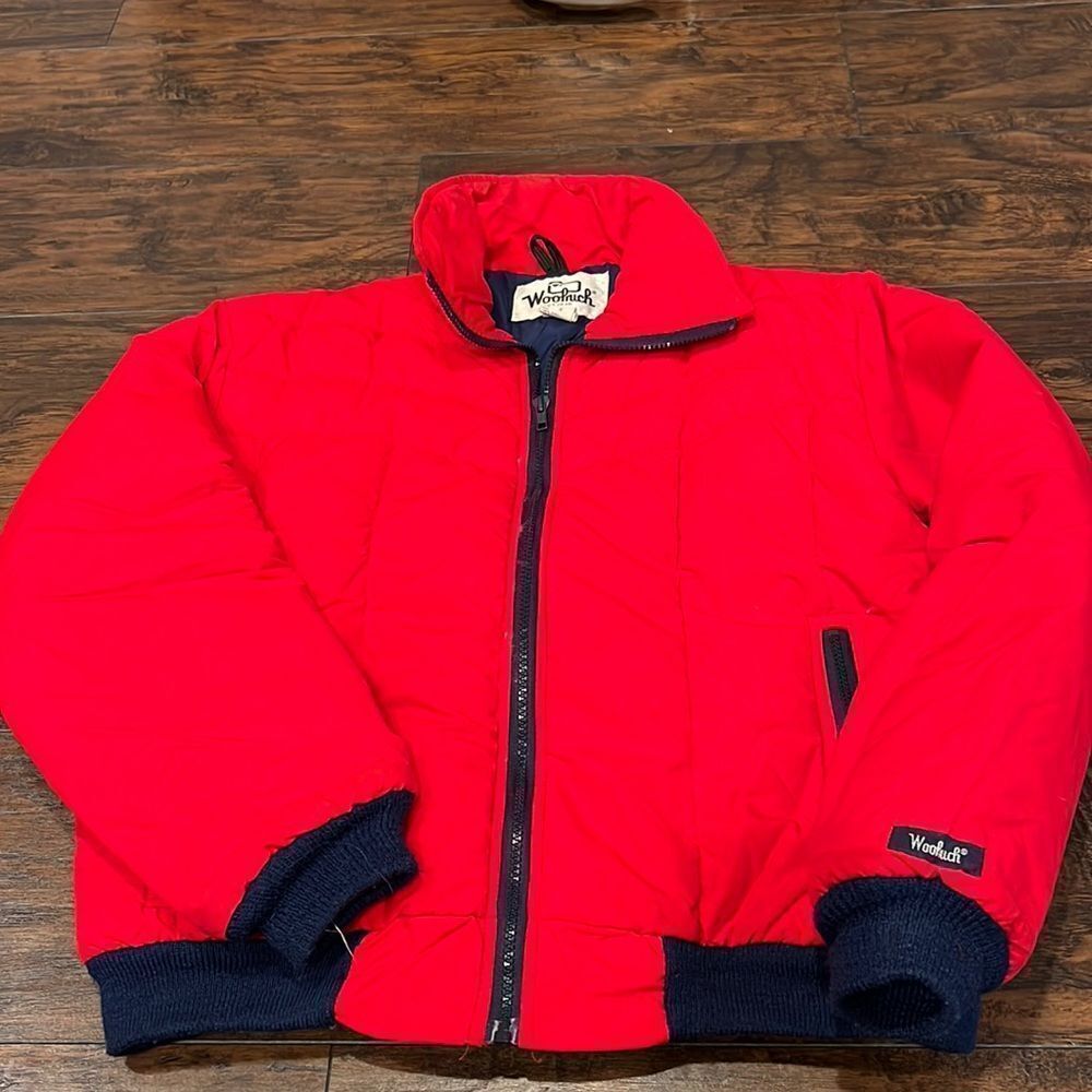 VTG 90s Woolrich ski jacket size M red navy blue with Quallofil insulation EUC